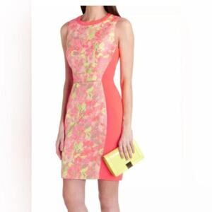 TED BAKER LONDON ABENONY‎ NEON SHEATH DRESS SIZE 4